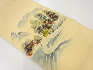 リサイクル　ひげ紬手描き遠山模様名古屋帯